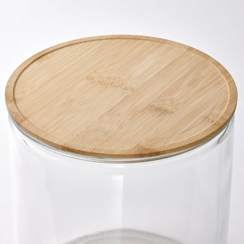 Olmeca Jar with tap, bamboo/clear glass, 4Ltr with Bamboo Stand