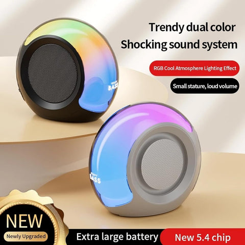 Portable Heavy Bass Bluetooth Speaker with LED Light (Grey)