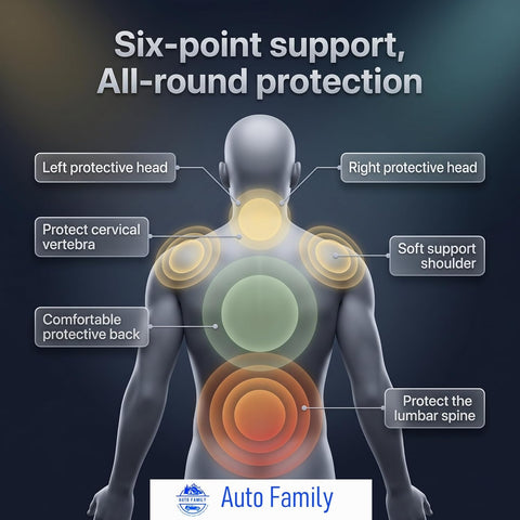 Ergonomic Lumbar Support Cushion for Car Seat & Office Chair – Memory Foam Headrest Back Support Pillow, Posture Corrector, Spine Alignment Backrest, Back Pain Relief