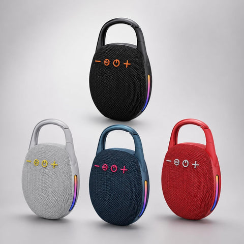 Portable Heavy Bass Bluetooth Speaker with RGB LED Lights, Wireless Speaker with Carry Handle