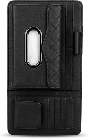 Car Sun Visor Tissue Holder Organizer with Card Slots & Pen Holder – PU Leather