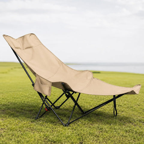 Portable Folding Camping Lounge Chair – Lightweight Reclining Outdoor Lounger with Adjustable Backrest