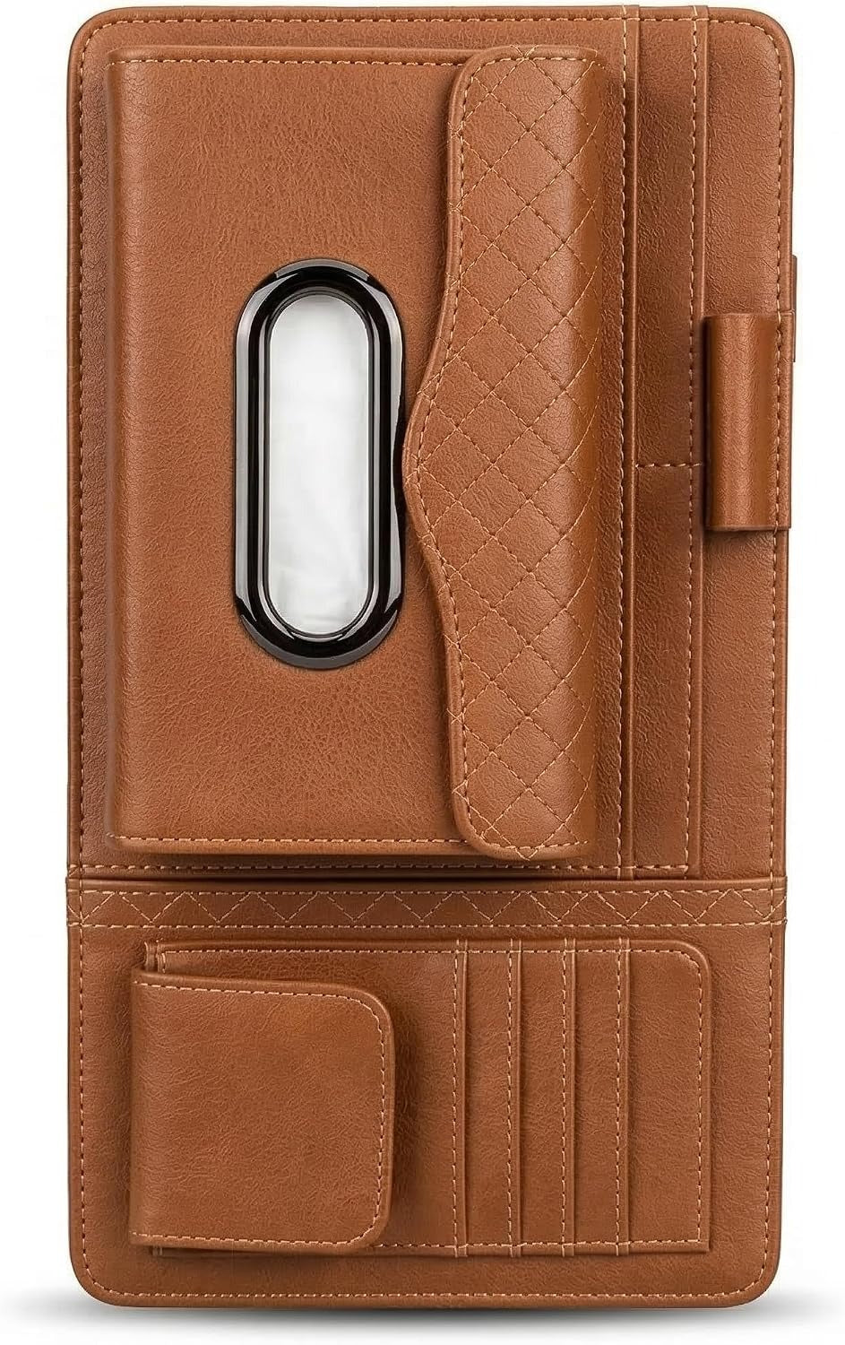 Car Sun Visor Tissue Holder Organizer with Card Slots & Pen Holder – PU Leather