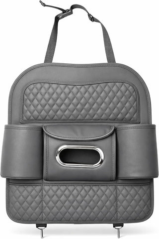 Car Back Seat Organizer with Tissue Box Holder & Cup Holders – PU Leather