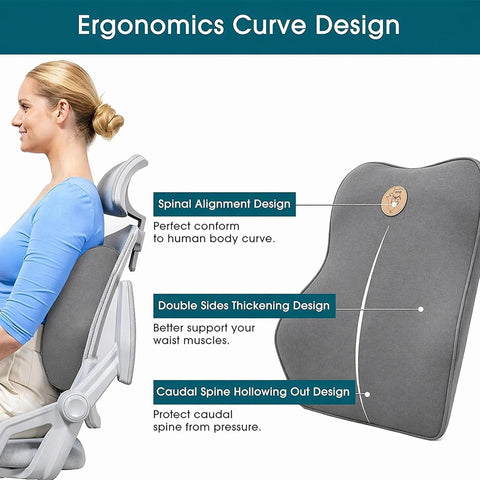 Car Neck Pillow & Lumbar Support Cushion Combo
