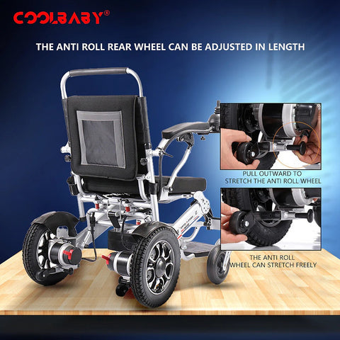 Lightweight Folding Electric Wheelchair with Intelligent Four-wheel Drive for Adult Mobility.