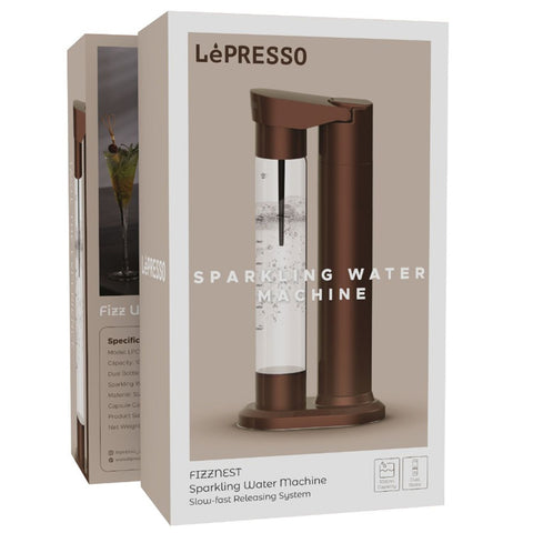 Lepresso Instant Carbonator And Soda Maker With Dual Bottle (500+350Ml) - Brown