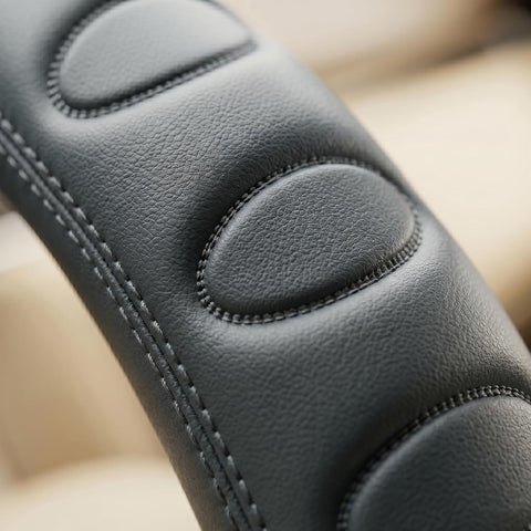 Premium Leather Steering Wheel Cover 15 inches (37-38cm) – Universal Fit Anti-Slip Grip