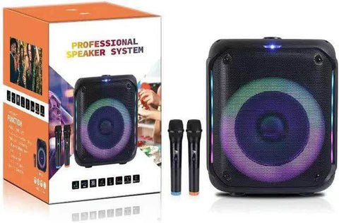 Portable Bluetooth Karaoke Speaker with Wireless Microphone & Remote – Rechargeable Party Speaker with RGB LED Lights