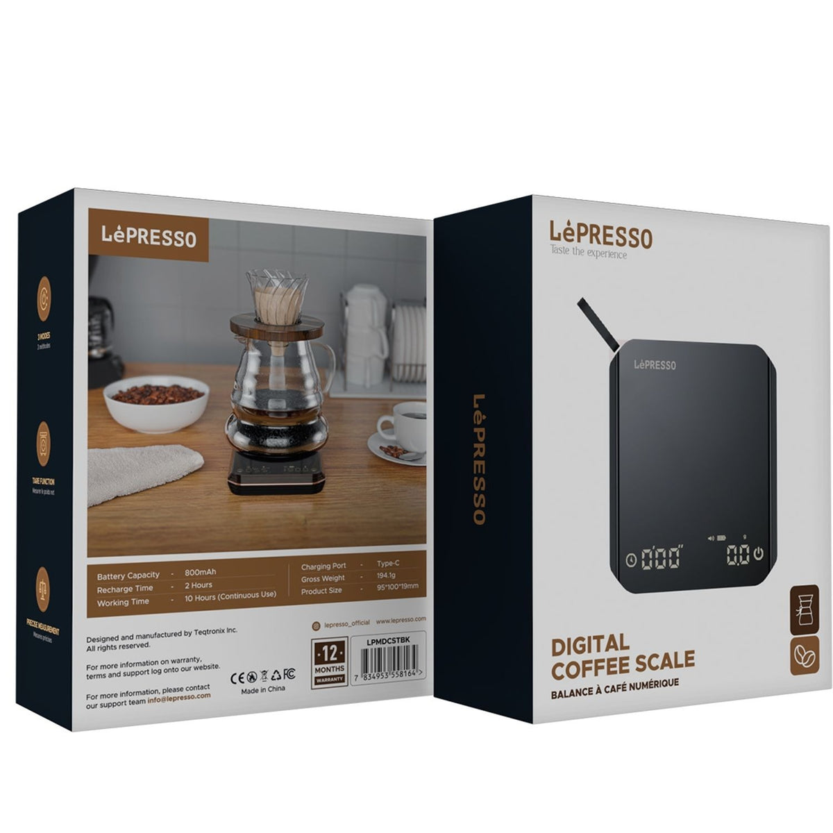 Lepresso Mini Digital Coffee Scale With Timer - Black