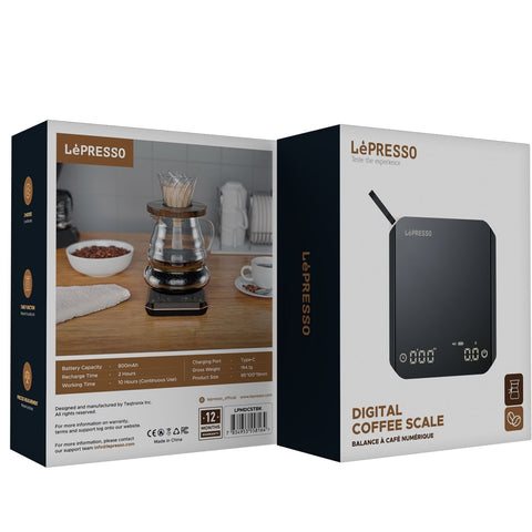 Lepresso Mini Digital Coffee Scale With Timer - Black