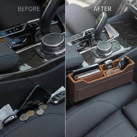 Car Seat Gap Organizer with Cup Holder – PU Leather Auto Storage