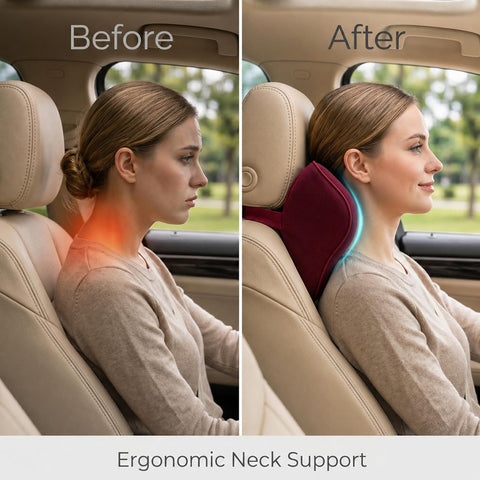 Neck Support Pillow Memory Foam, Ergonomic Headrest Cushion for Car and Office Use Neck Pain Relief Cushion for Driving,