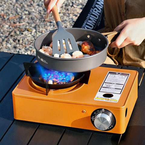 Portable Camping Gas Stove with Carrying Case Beige – Single Burner Outdoor Camping Stove for Hiking