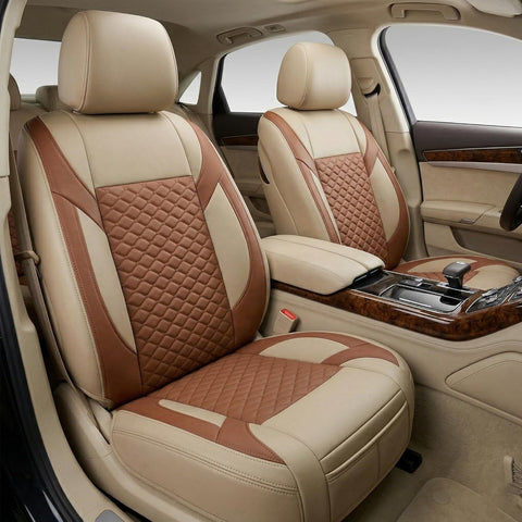 Premium 5Pcs PU Leather Car Seat Cover Full Set (Sedan Car), Universal Fit Auto Seat Covers, Luxury Interior Protector