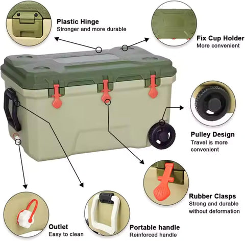 72-Hour Cold Storage Outdoor Cooler Box 16L – Heavy-Duty Insulated Ice Chest with PU Foam
