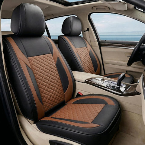 Premium 5Pcs PU Leather Car Seat Cover Full Set (Sedan Car), Universal Fit Auto Seat Covers, Luxury Interior Protector