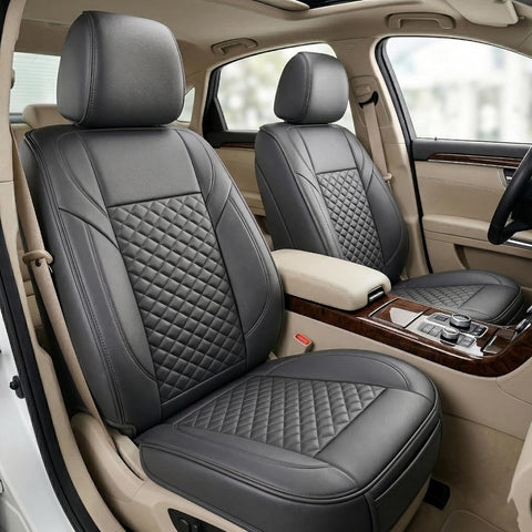 Premium 5Pcs PU Leather Car Seat Cover Full Set (Sedan Car), Universal Fit Auto Seat Covers, Luxury Interior Protector