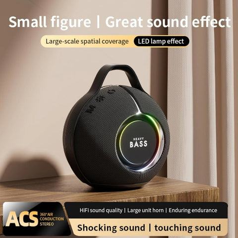 Portable Heavy Bass Bluetooth Speaker with LED Light  (Gray - Handle)