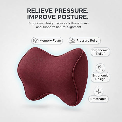 Neck Support Pillow Memory Foam, Ergonomic Headrest Cushion for Car and Office Use Neck Pain Relief Cushion for Driving,