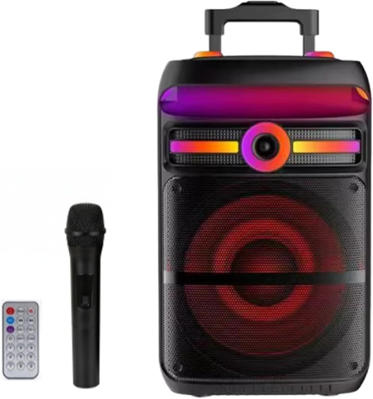 Portable Bluetooth Karaoke Speaker with Wireless Microphone & Remote – Rechargeable Party Speaker with RGB LED Lights