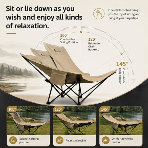 Portable Folding Camping Lounge Chair – Lightweight Reclining Outdoor Lounger with Adjustable Backrest