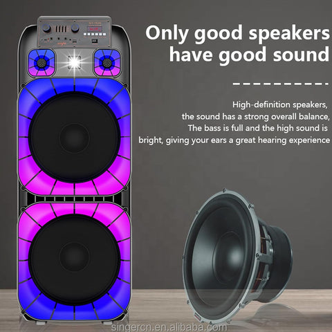 Portable Bluetooth Karaoke Speaker with Wireless Microphone & Remote – Rechargeable Party Speaker with RGB LED Lights (Speaker4)