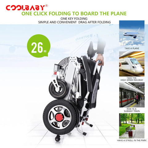 Lightweight Folding Electric Wheelchair with Intelligent Four-wheel Drive for Adult Mobility.