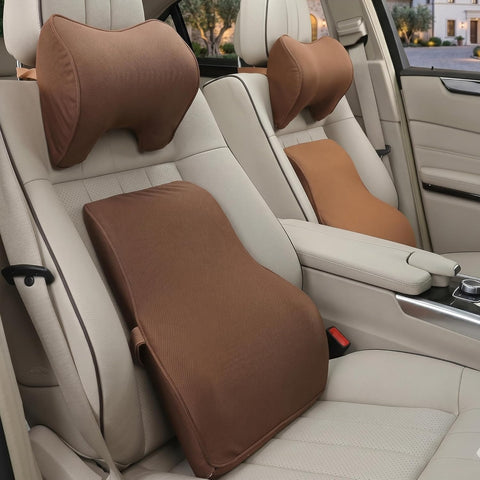 Car Neck Pillow & Lumbar Support Cushion Combo