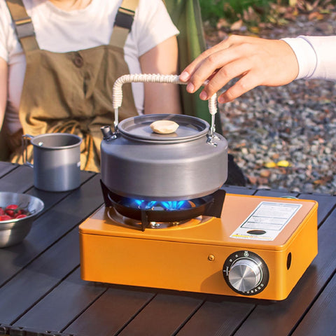 Portable Camping Gas Stove with Carrying Case Beige – Single Burner Outdoor Camping Stove for Hiking