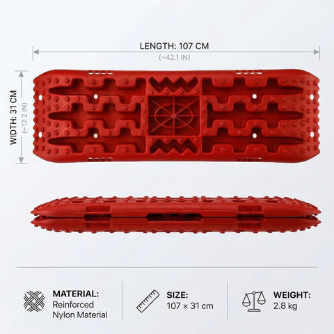 Car Traction Boards Sand & Snow Recovery Tracks, Heavy Duty Tire Grip Mats for Off-Road (107 Cms)