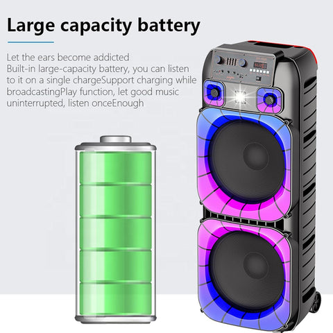 Portable Bluetooth Karaoke Speaker with Wireless Microphone & Remote – Rechargeable Party Speaker with RGB LED Lights (Speaker4)