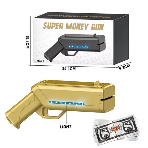 Super Money Spray Gun With Light,Prop Gun Make It Rain, Handheld Cash Gun for Game Movies Party