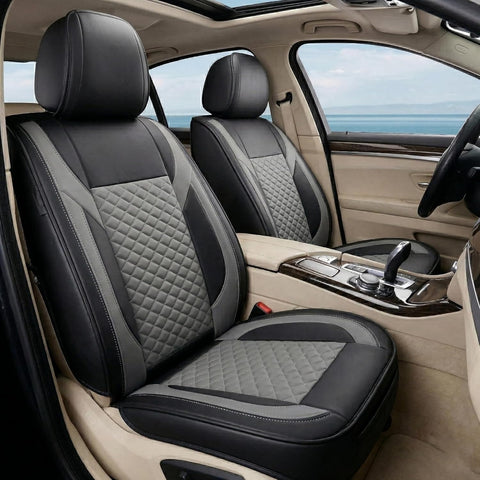 Premium 5Pcs PU Leather Car Seat Cover Full Set (Sedan Car), Universal Fit Auto Seat Covers, Luxury Interior Protector