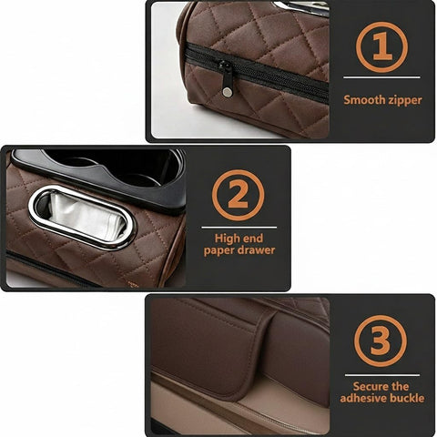 Car Seat Armrest Organizer with Cup Holder – PU Leather Center Console Storage Box