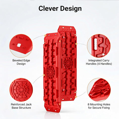 Car Traction Boards Sand & Snow Recovery Tracks, Heavy Duty Tire Grip Mats for Off-Road (107 Cms)