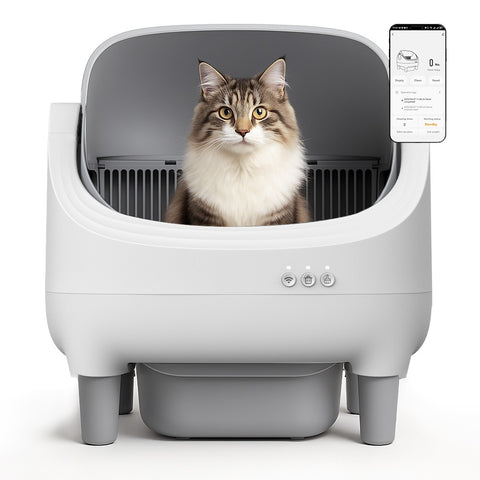 Wownect Self Cleaning Cat Litter Box, Open Top Design, Smart App Controlled