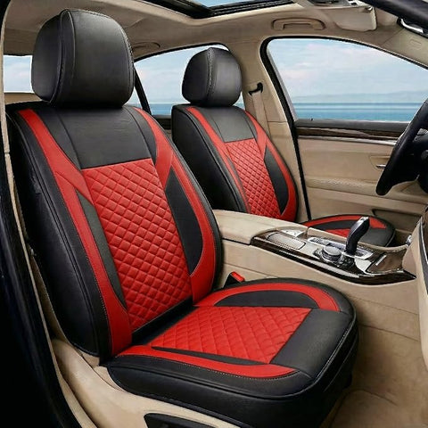 Premium 5Pcs PU Leather Car Seat Cover Full Set (Sedan Car), Universal Fit Auto Seat Covers, Luxury Interior Protector