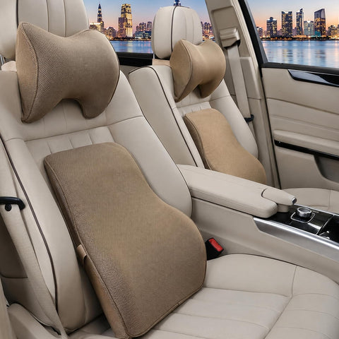 Car Neck Pillow & Lumbar Support Cushion Combo