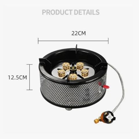 Potabale Camping Stove with 5 Brass Burners – Portable High-Pressure Outdoor Cooker for Catering, Camping, and Industrial Use
