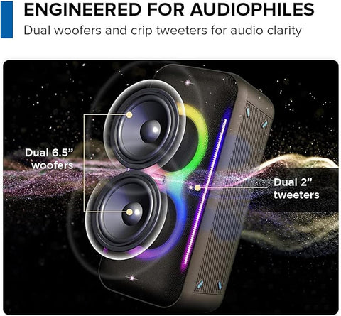 Portable Bluetooth Karaoke Speaker with Wireless Microphone & Remote – Rechargeable Party Speaker with RGB LED Lights (Speaker3)