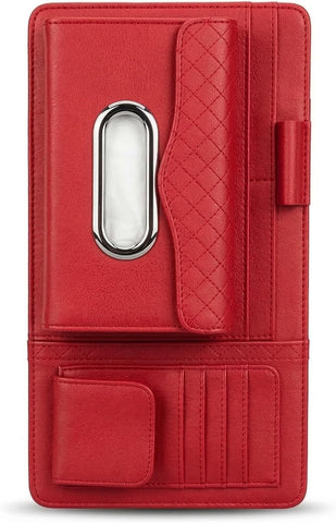 Car Sun Visor Tissue Holder Organizer with Card Slots & Pen Holder – PU Leather