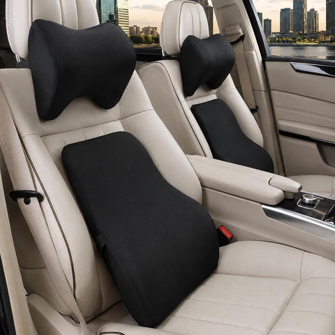 Car Neck Pillow & Lumbar Support Cushion Combo