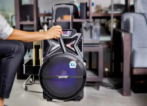 Geepas GMS11131 Rechargeable Trolley Bluetooth Speaker - Wireless Microphones