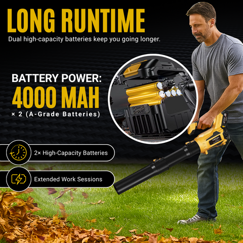 Cordless Electric Leaf Blower with 5.2Ah Battery and Charger with LCD - NEXSO