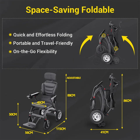 Powerful Lithium Rechargeable Controlled Lightweight 17.5kg Elderly Electric Wheelchair Brushless Motor