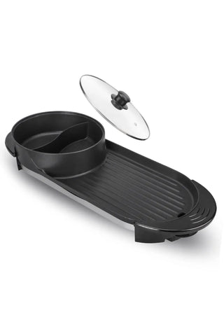 RAF 2-in-1 Electric Hot Pot and Grill, Korean BBQ Style, 1800W Non-stick Rectangular Pan, 25x25cm