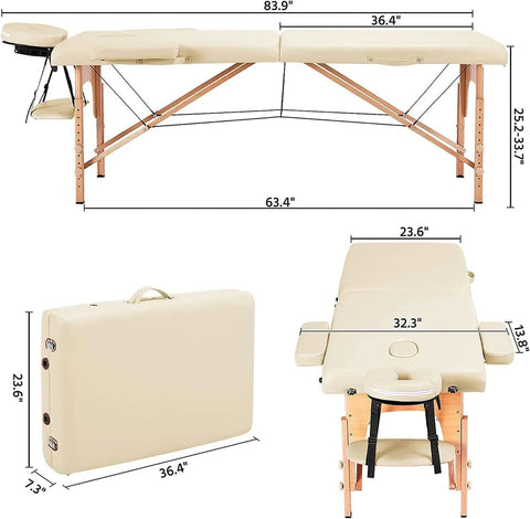Portable Massage Table Folding Bed – Adjustable Salon Spa Massage Bed