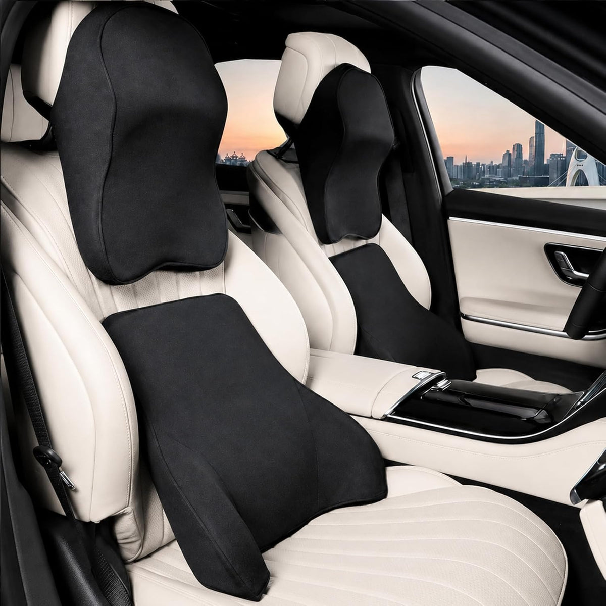 Ergonomic Headrest & Waist Support Pillow, Long Drive Comfort