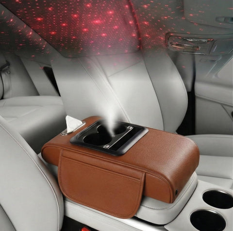 Car Armrest with Cup Holder, USB Charging & Laser Star Light